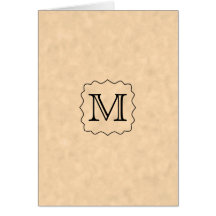 Your Letter. Custom Monogram. Black & Parchment Card