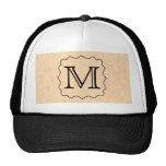 Your Letter. Custom Monogram. Black & Parchment Trucker Hats