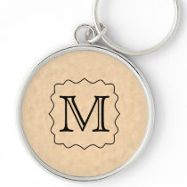 Your Letter. Custom Monogram. Black & Parchment Key Chain