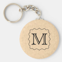 Your Letter. Custom Monogram. Black & Parchment Keychains