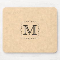 Your Letter. Custom Monogram. Black & Parchment Mouse Mats