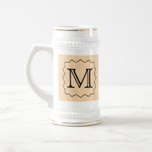 Your Letter. Custom Monogram. Black & Parchment Mugs