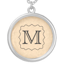 Your Letter. Custom Monogram. Black & Parchment Custom Necklace