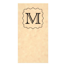 Your Letter. Custom Monogram. Black & Parchment Picture Card