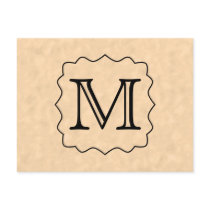 Your Letter. Custom Monogram. Black & Parchment Postcards