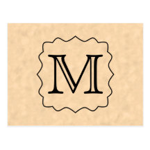 Your Letter. Custom Monogram. Black & Parchment Postcards