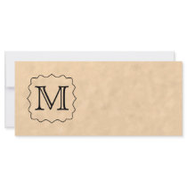 Your Letter. Custom Monogram. Black & Parchment Personalized Rack Card
