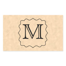 Your Letter. Custom Monogram. Black & Parchment Rectangle Sticker
