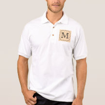 Your Letter. Custom Monogram. Black & Parchment Shirts