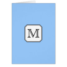 Your Letter. Custom Monogram. Blue Black White. Cards