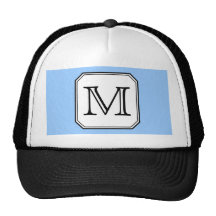 Your Letter. Custom Monogram. Blue Black White. Mesh Hat