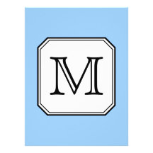 Your Letter. Custom Monogram. Blue Black White. Personalised Announcements