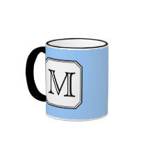 Your Letter. Custom Monogram. Blue Black White. Coffee Mug