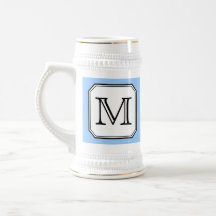 Your Letter. Custom Monogram. Blue Black White. Coffee Mugs
