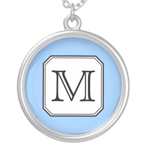 Your Letter. Custom Monogram. Blue Black White. Pendants