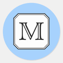 Your Letter. Custom Monogram. Blue Black White. Stickers