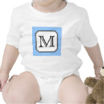 Your Letter. Custom Monogram. Blue Black White. Tee Shirts
