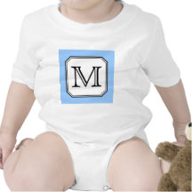 Your Letter. Custom Monogram. Blue Black White. Tee Shirts