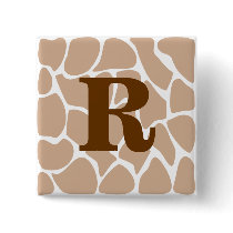 Your Letter. Custom Monogram Giraffe Print Design Pinback Buttons