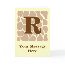 Your Letter. Custom Monogram Giraffe Print Design Card
