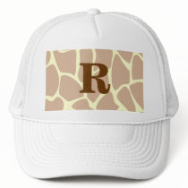 Your Letter. Custom Monogram Giraffe Print Design Trucker Hats