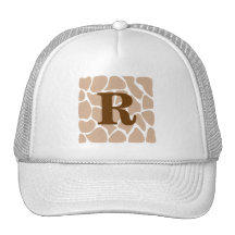 Your Letter. Custom Monogram Giraffe Print Design Hat