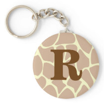 Your Letter. Custom Monogram Giraffe Print Design Keychain