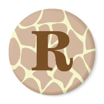 Your Letter. Custom Monogram Giraffe Print Design Magnets