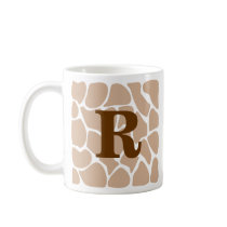 Your Letter. Custom Monogram Giraffe Print Design Mugs