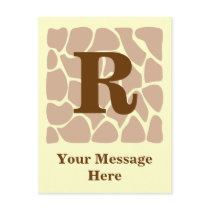 Your Letter. Custom Monogram Giraffe Print Design Postcards