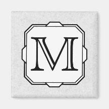 Your Letter. Custom Monogram. Grey, Black & White Refrigerator Magnets