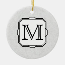 Your Letter. Custom Monogram. Grey, Black & White Christmas Tree Ornaments