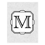 Your Letter. Custom Monogram. Grey, Black & White Postcard