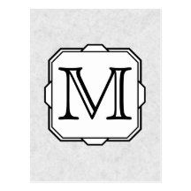 Your Letter. Custom Monogram. Grey, Black & White Postcard