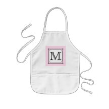 Your Letter. Custom Monogram. Pink Black White Aprons