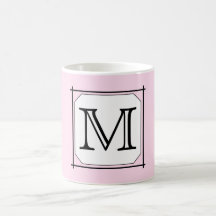 Your Letter. Custom Monogram. Pink Black White Coffee Mug