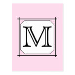 Your Letter. Custom Monogram. Pink Black White Postcards