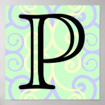 Your Letter. Custom. Pastel Mix Swirl Monogram. posters