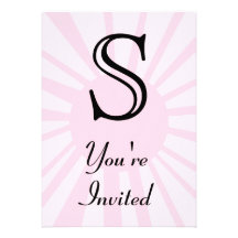 Your Letter. Custom Pink Sun Ray Monogram. Personalised Announcement
