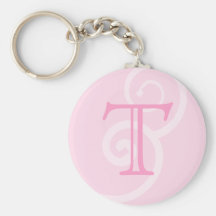 Your Letter. Custom Pink Swirl Monogram. Key Chain