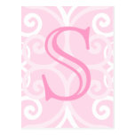 Your Letter. Custom Pink Swirl Monogram. Postcards