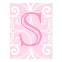 Your Letter. Custom Pink Swirl Monogram. Postcards