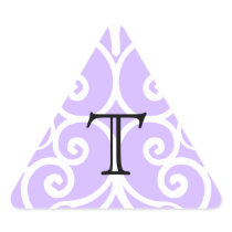 Your Letter. Custom. Purple Swirl Monogram. Triangle Sticker