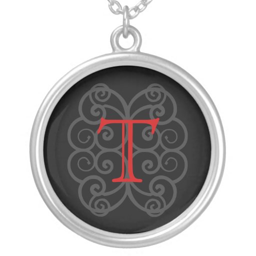 Your Letter. Custom Red Swirl Monogram. Pendant