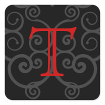 Your Letter. Custom Red Swirl Monogram. Stickers