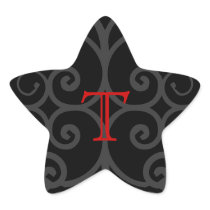 Your Letter. Custom Red Swirl Monogram. Stickers