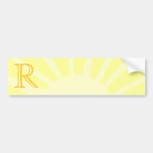 Your Letter. Custom Yellow Sun Ray Monogram. Bumper Sticker
