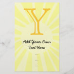 Your Letter. Custom Yellow Sun Ray Monogram. Flyers