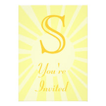 Your Letter. Custom Yellow Sun Ray Monogram. Personalised Announcement