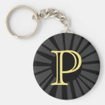 Your Letter. Custom Yellow Sun Ray Monogram. Keychain